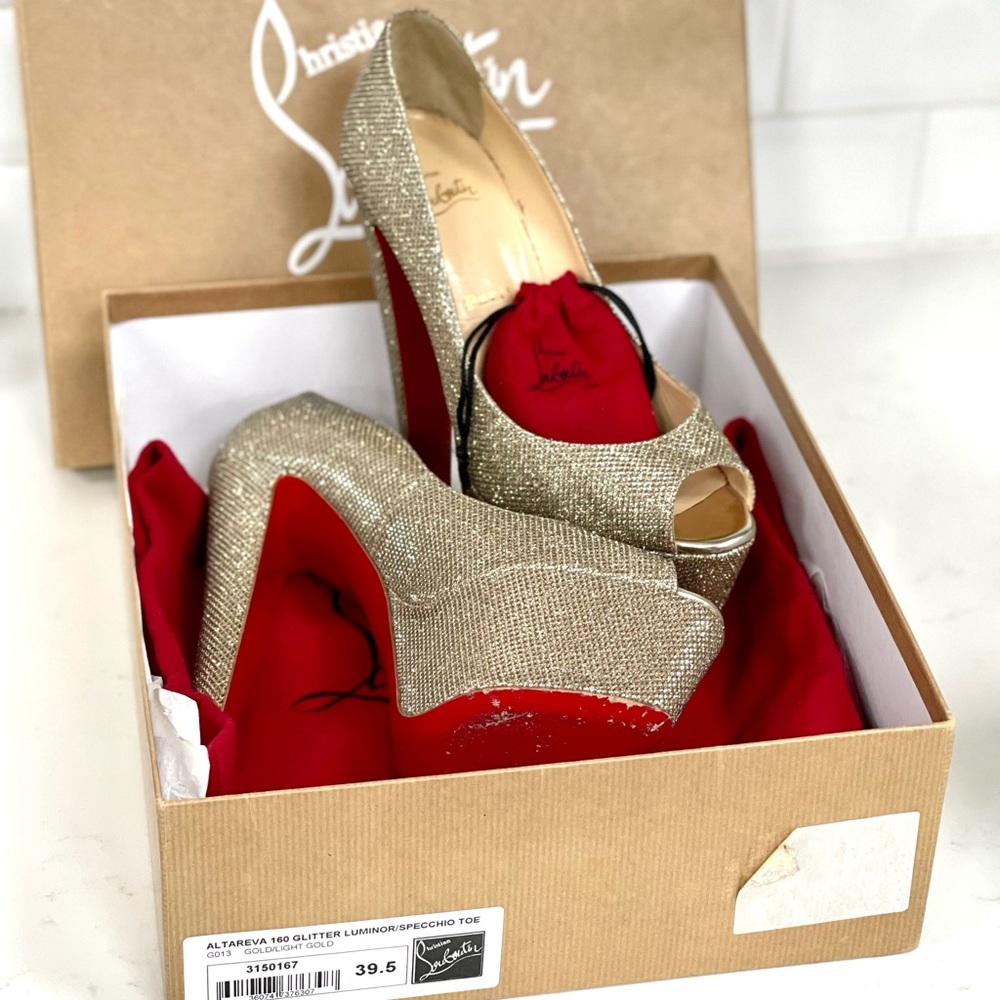 💎AUTHENTIC💎 CHRISTIAN LOUBOUTIN Glitter Fabric Altareva 160 Heels